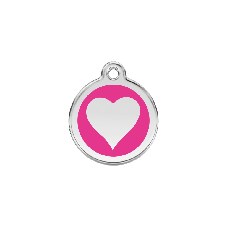 Vue avant - Médaille personnalisée pour chien/chat Red Dingo cœur rose vif - Size S - 20.00mm