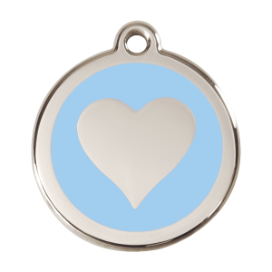 Light Blue Heart Dog ID Tag Large