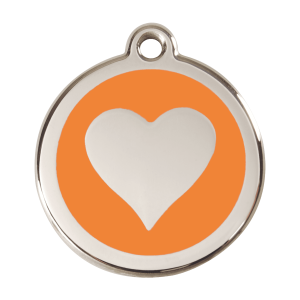 Orange Heart Dog ID Tag Large