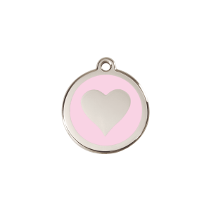 Pink Heart Cat ID Tag Small 20mm