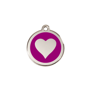 Purple Heart Cat ID Tag Small 20mm Enamel & Stainless Steel
