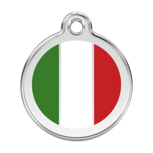 Large Dog ID Tag with White Italian Flag Enamel