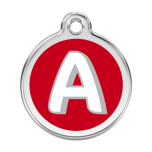 Red Letter A Dog ID Tag Large