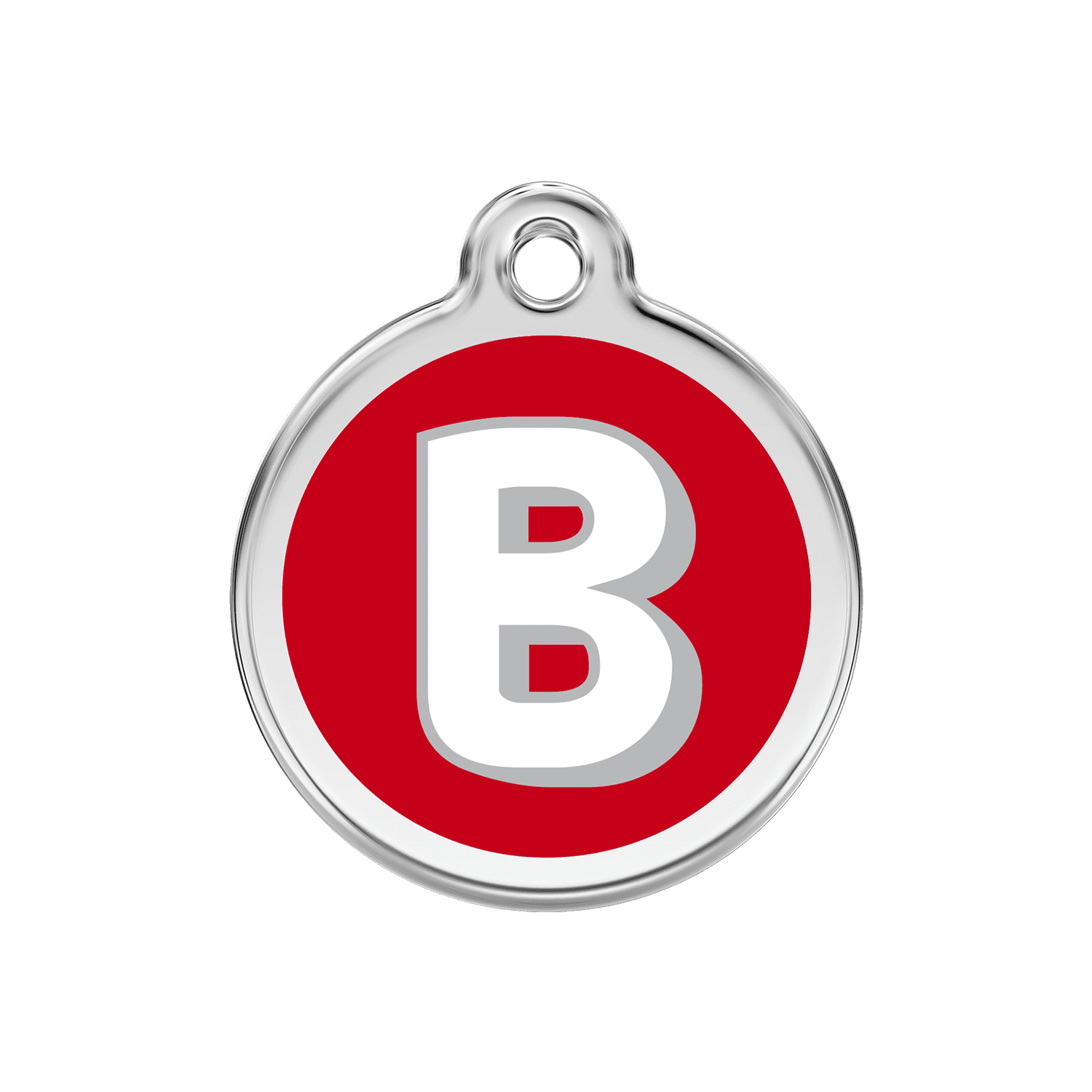 Vue avant - Médaille personnalisable Red Dingo Émail et acier inoxydable - Lettre B - Rouge - Size M