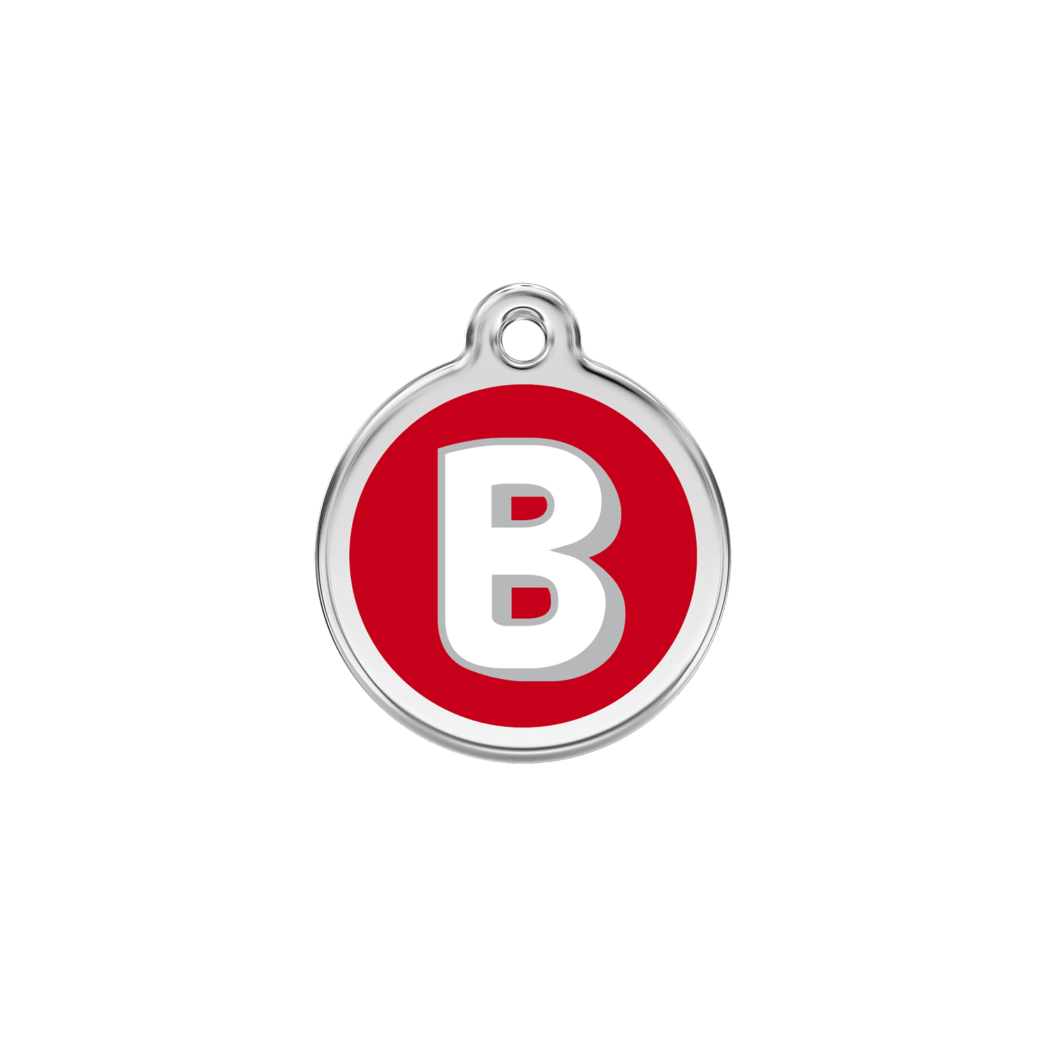 Vue avant - Médaille personnalisée Red Dingo Émail et acier inoxydable - Lettre B rouge - Size S 20.00mm