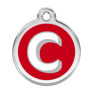Red Alphabet Letter C Dog ID Tag Large