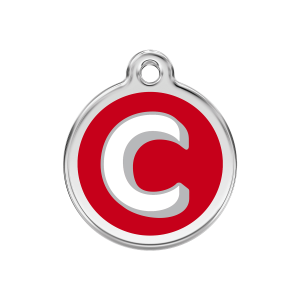Red Alphabet Letter C Dog ID Tag Medium