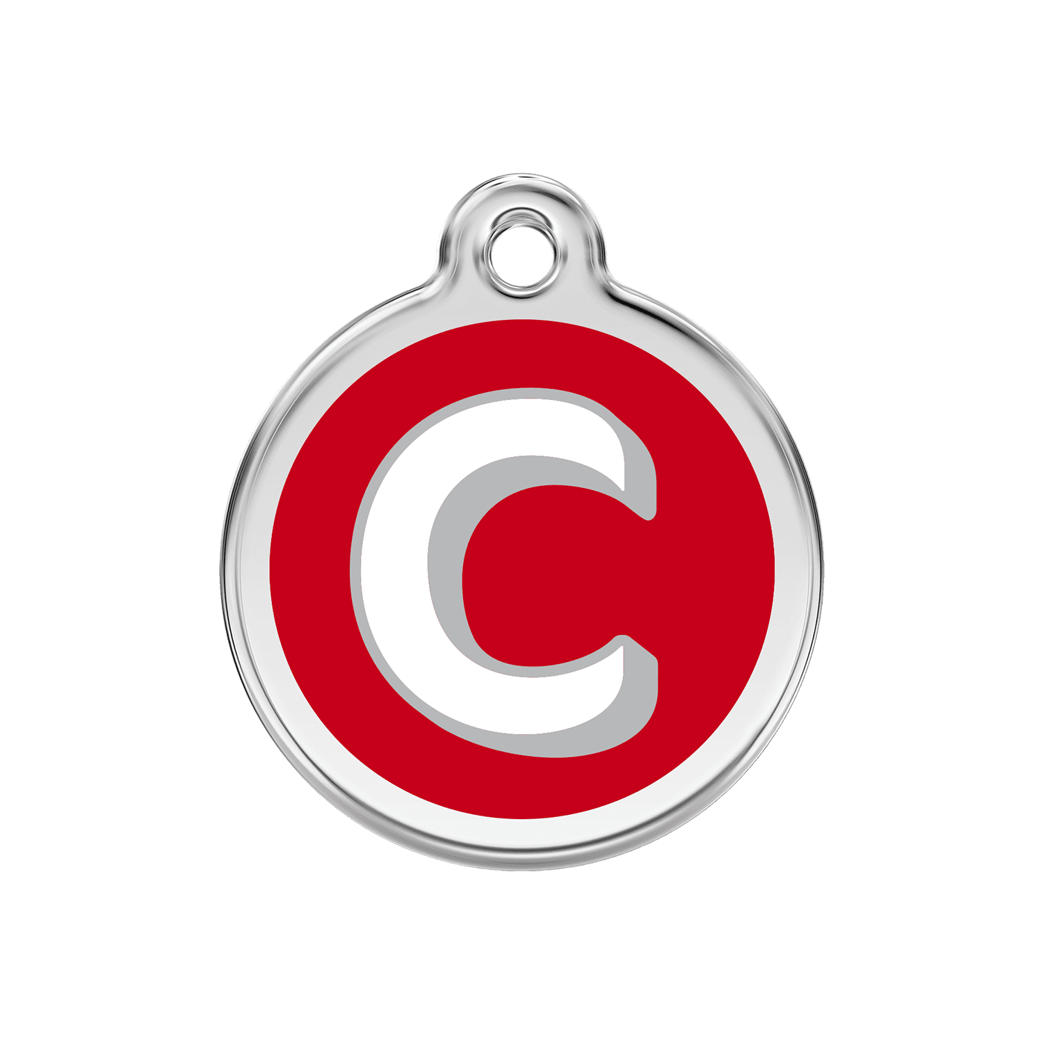 Vue avant - Médaille personnalisée pour chien Red Dingo - Lettre C - Rouge - Size M - 30.00mm
