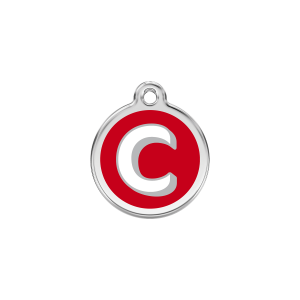 Red Alphabet Letter C Cat ID Tag Small