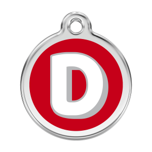 Red Alphabet Letter D Dog ID Tag Large