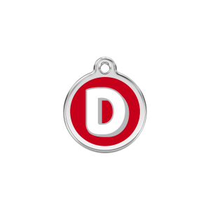 Red Alphabet Letter D Cat ID Tag Small