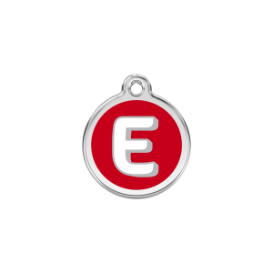 Red Alphabet Letter E Cat ID Tag Small