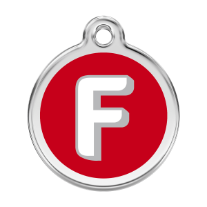 Red Letter F Dog ID Tag Large