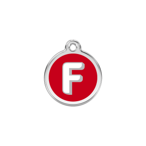 Red Letter F Cat ID Tag Small