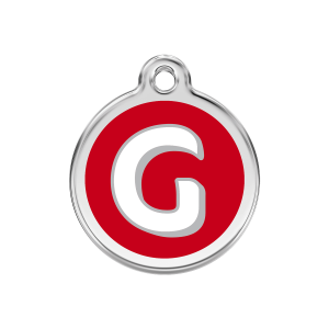 Red Alphabet Letter G Dog ID Tag Medium