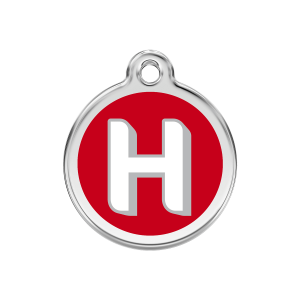 Red Alphabet Letter H Dog ID Tag Medium
