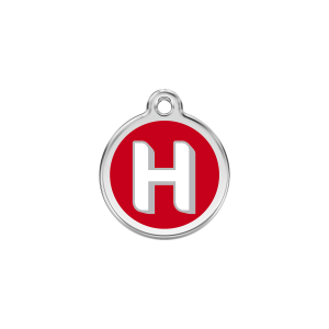 Red Alphabet Letter H Cat ID Tag Small