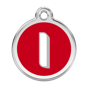 Red Alphabet Letter I Dog ID Tag Large