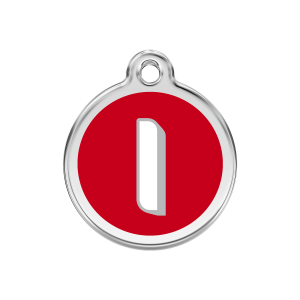 Red Alphabet Letter I Dog ID Tag Medium