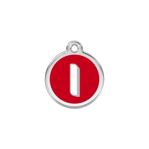 Red Alphabet Letter I Cat ID Tag Small