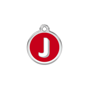 Red Alphabet Letter J Cat ID Tag Small