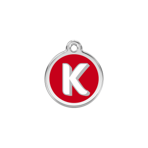 Red Alphabet Letter K Cat ID Tag Small