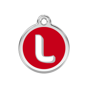 Red Alphabet Letter L Dog ID Tag Medium