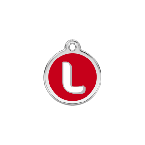 Small Red Alphabet Letter L Cat ID Tag