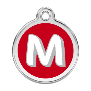 Red Letter M Dog ID Tag Large