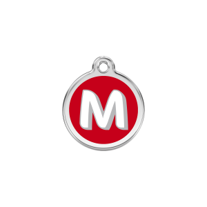 Red Alphabet Letter M Cat ID Tag Small