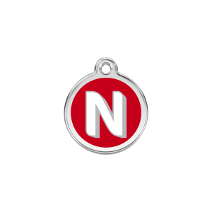 Red Alphabet Letter N Cat ID Tag Small