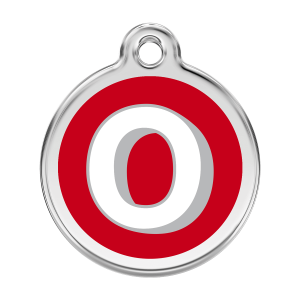 Red Alphabet Letter O Dog ID Tag Large