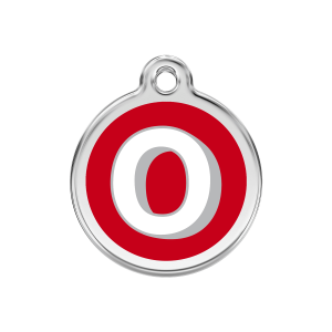 Red Alphabet Letter O Dog ID Tag Medium