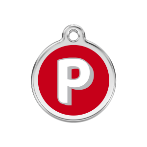Red Alphabet Letter P Dog ID Tag Medium