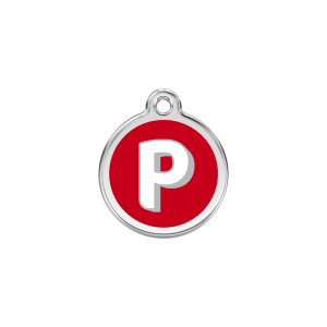 Red Alphabet Letter P Cat ID Tag Small