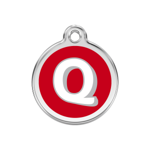 Red Alphabet Letter Q Dog ID Tag Medium