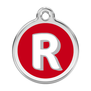 Red Alphabet Letter R Dog ID Tag Large