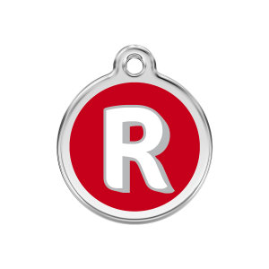 Red Alphabet Letter R Dog ID Tag Medium