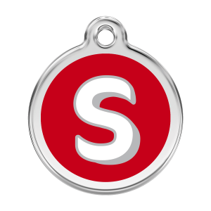 Red Alphabet Letter S Dog ID Tag Large