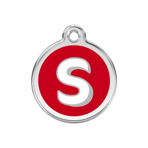 Red Alphabet Letter S Dog ID Tag Medium