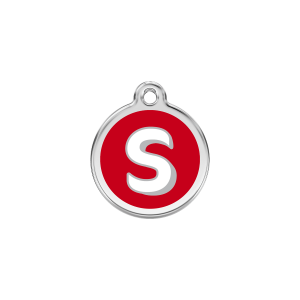 Red Alphabet Letter S Cat ID Tag Small