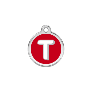 Red Alphabet Letter T Cat ID Tag Small