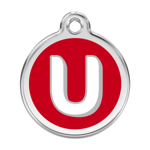Red Alphabet Letter U Dog ID Tag Large