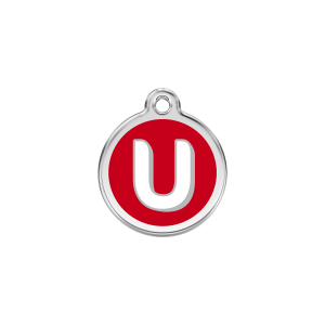 Red Alphabet Letter U Cat ID Tag Small