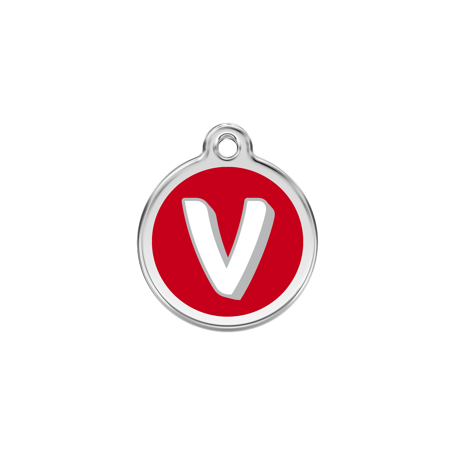 Vue avant - Médaille personnalisée pour chien/chat Red Dingo V rouge en émail et acier inoxydable - Size S