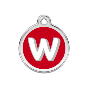Red Alphabet Letter W Dog ID Tag Medium