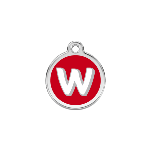 Red Alphabet Letter W Cat ID Tag Small