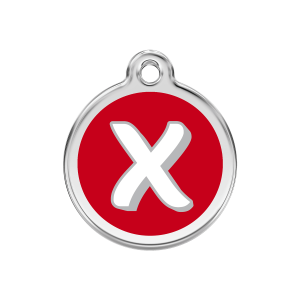 Red Alphabet Letter X Dog ID Tag Medium
