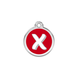 Red Alphabet Letter X Cat ID Tag Small