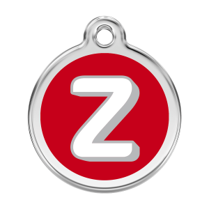 Red Alphabet Letter Z Dog ID Tag Large